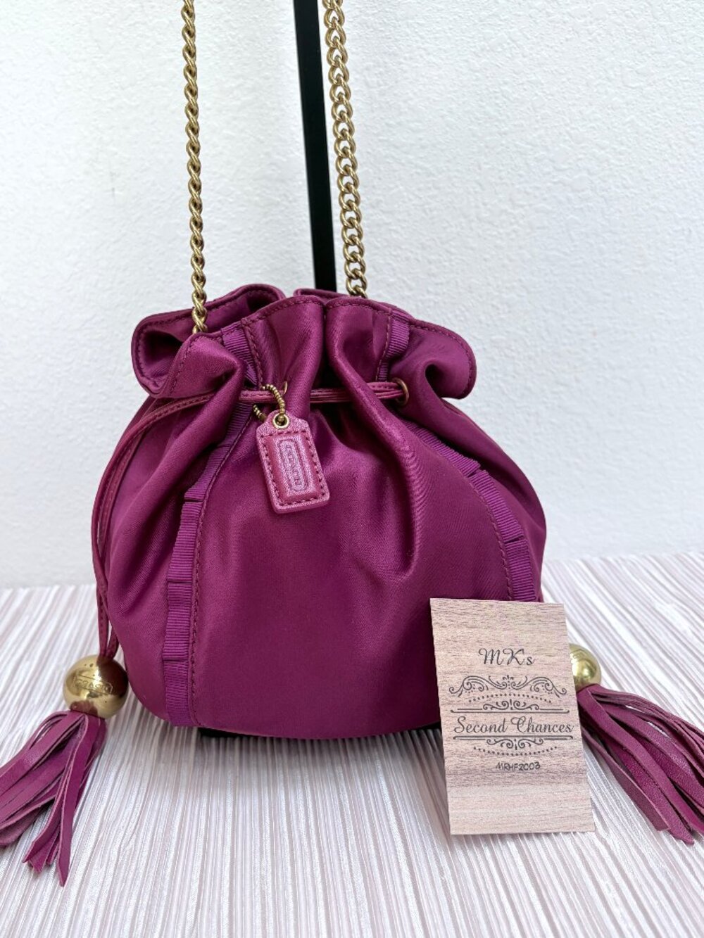 Coach Amanda Drawstring Shoulder Bag 43178 - Fuchsia Satin - 2009 - in EUC